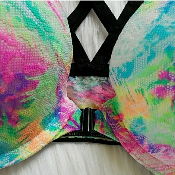 Pink bra tropical leopard lace push up bra - Picture 7 of 7